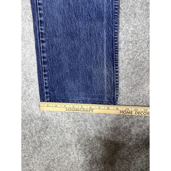 Vintage Silver Button Fly Distressed Bootcut Jeans Mens Size 32x28 Blue Denim - Picture 16 of 16